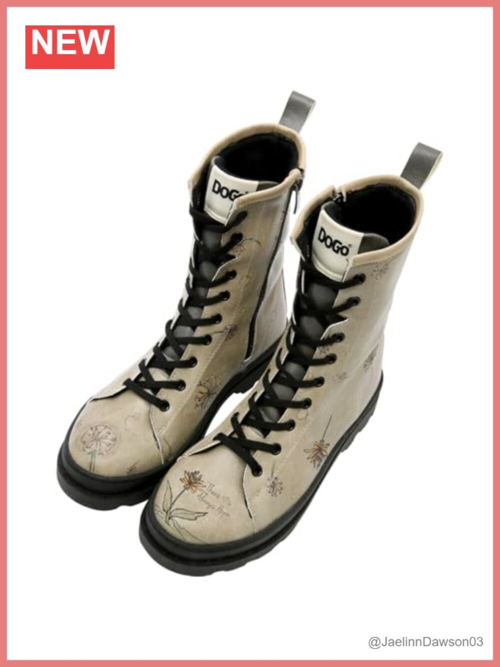 Vegan Leather Mid Calf Boots Waterproof Winter Lace Up Combat Boot